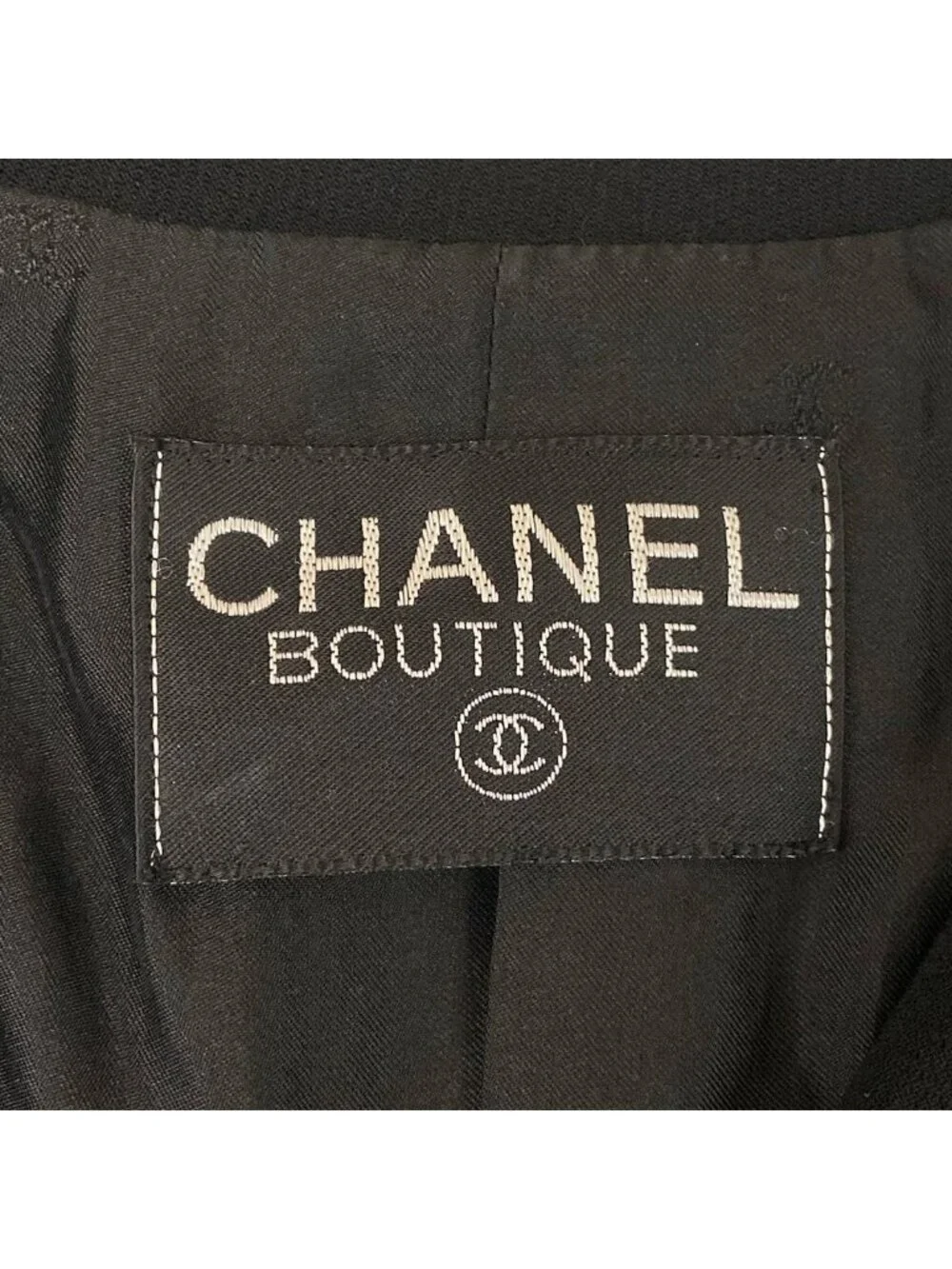 Chanel Jacket Black Long Sleeve CC Logo Silver Wool
